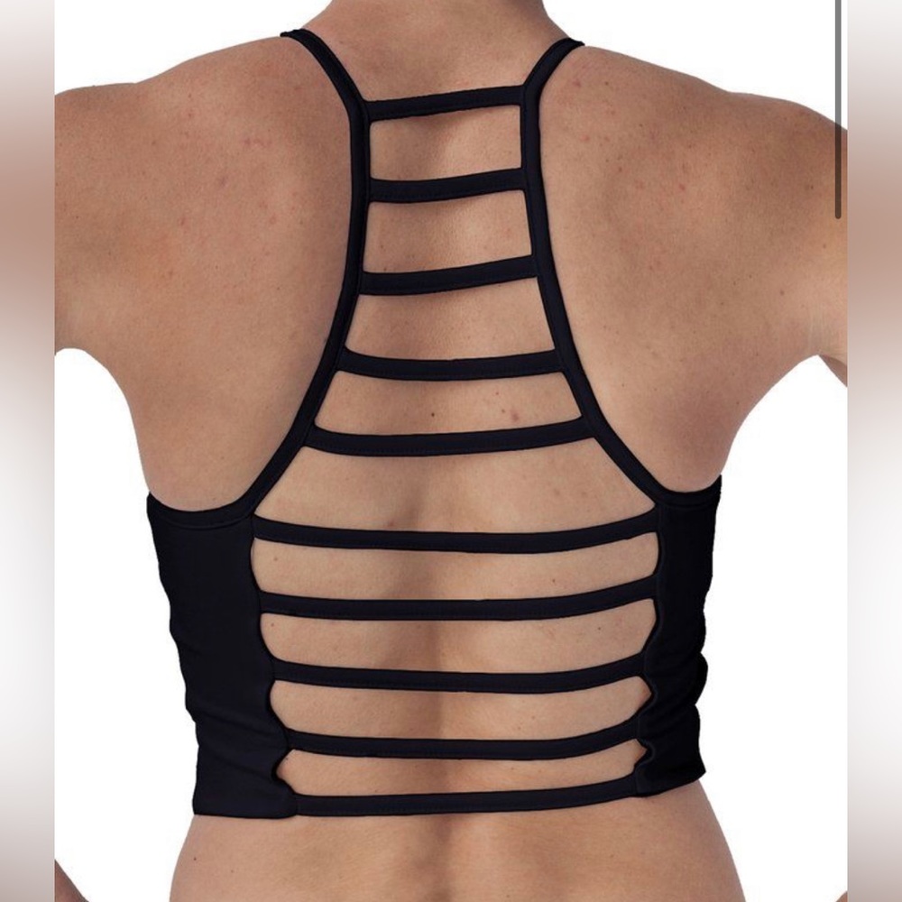 CHILL BY WILL Alive Sports Bra, NWT, Active Wear Top, Black, Open Back. SIZE 3